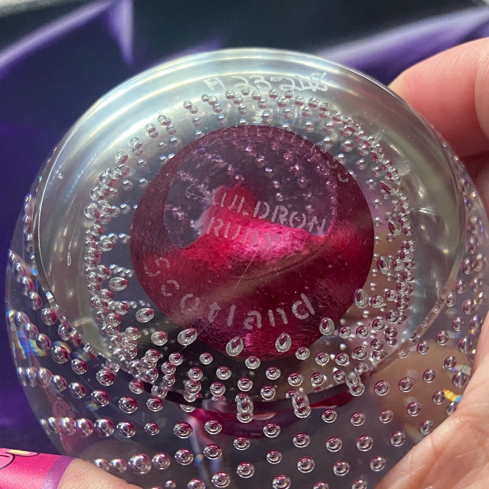 Caithness Glass Paperweight with Pink Accents